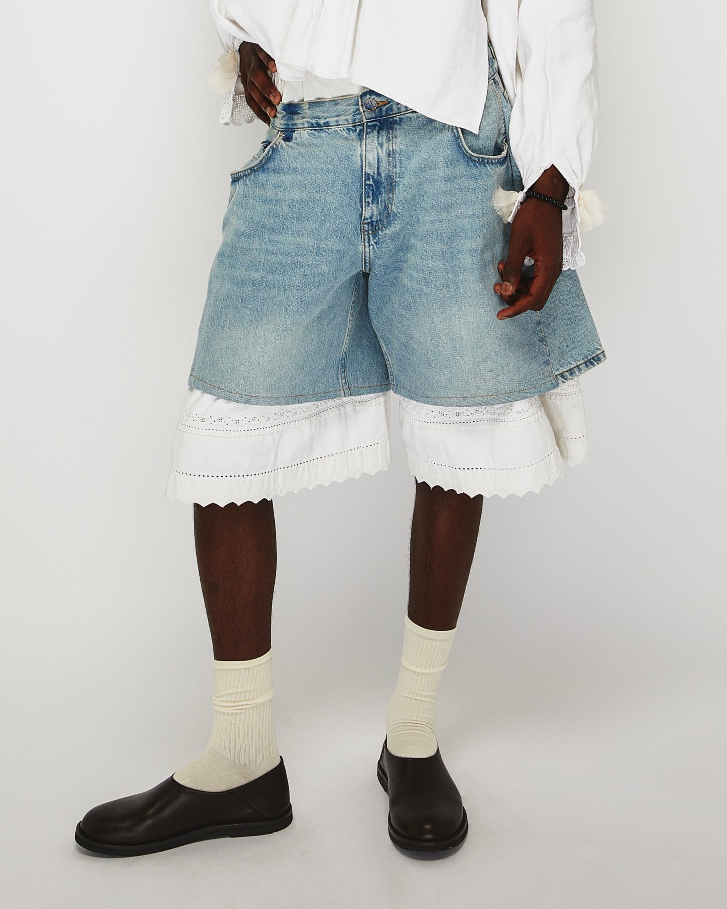 Denim Shorts with White Detail