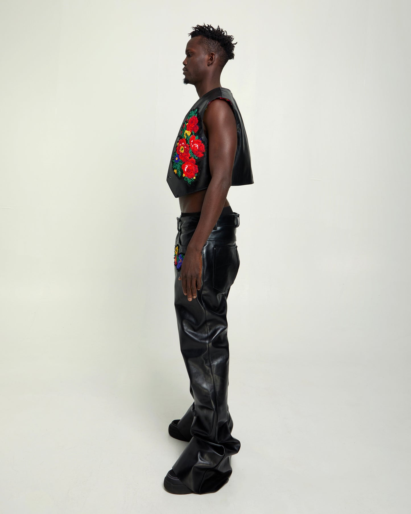 Embroidered Leather Pants