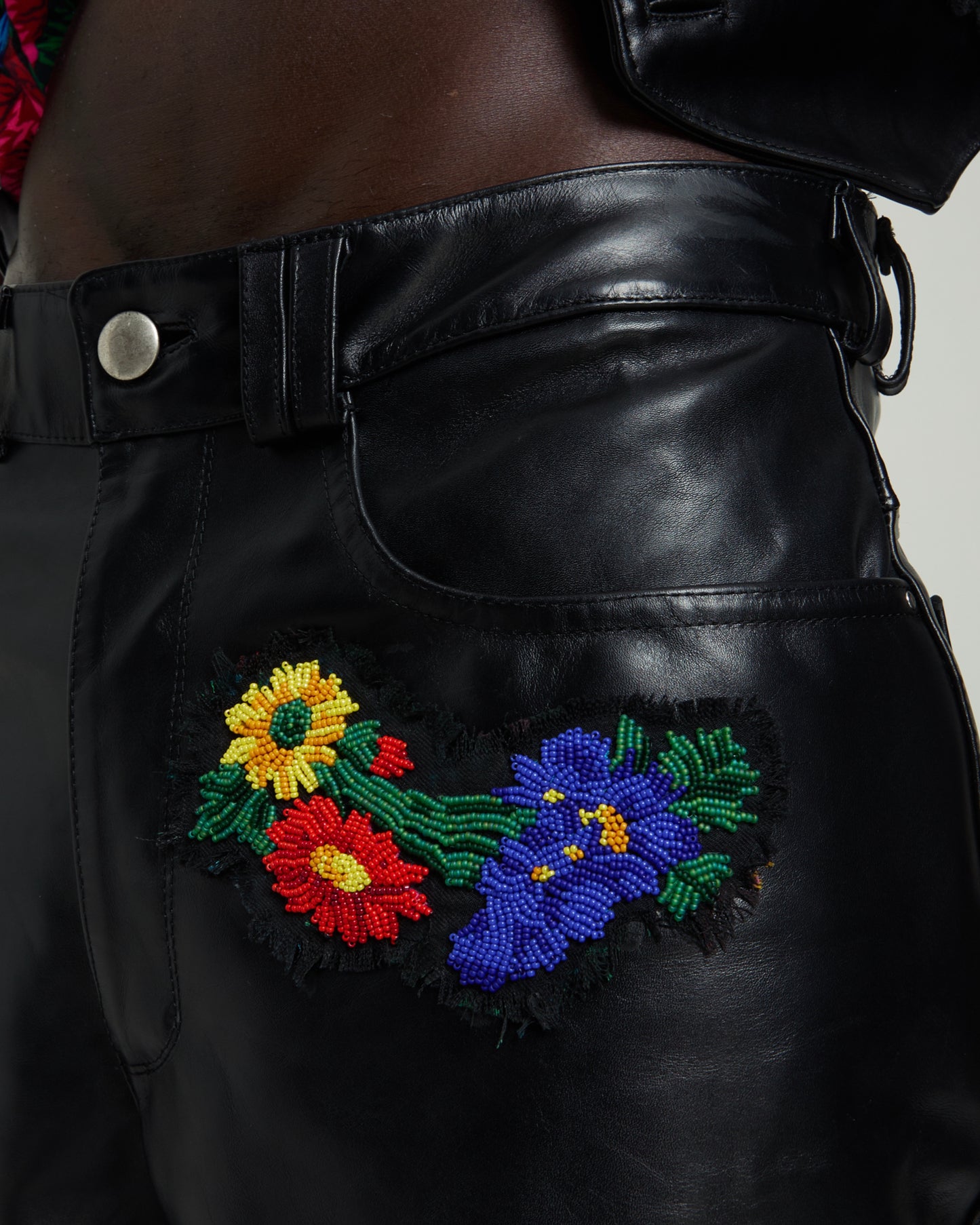 Embroidered Leather Pants