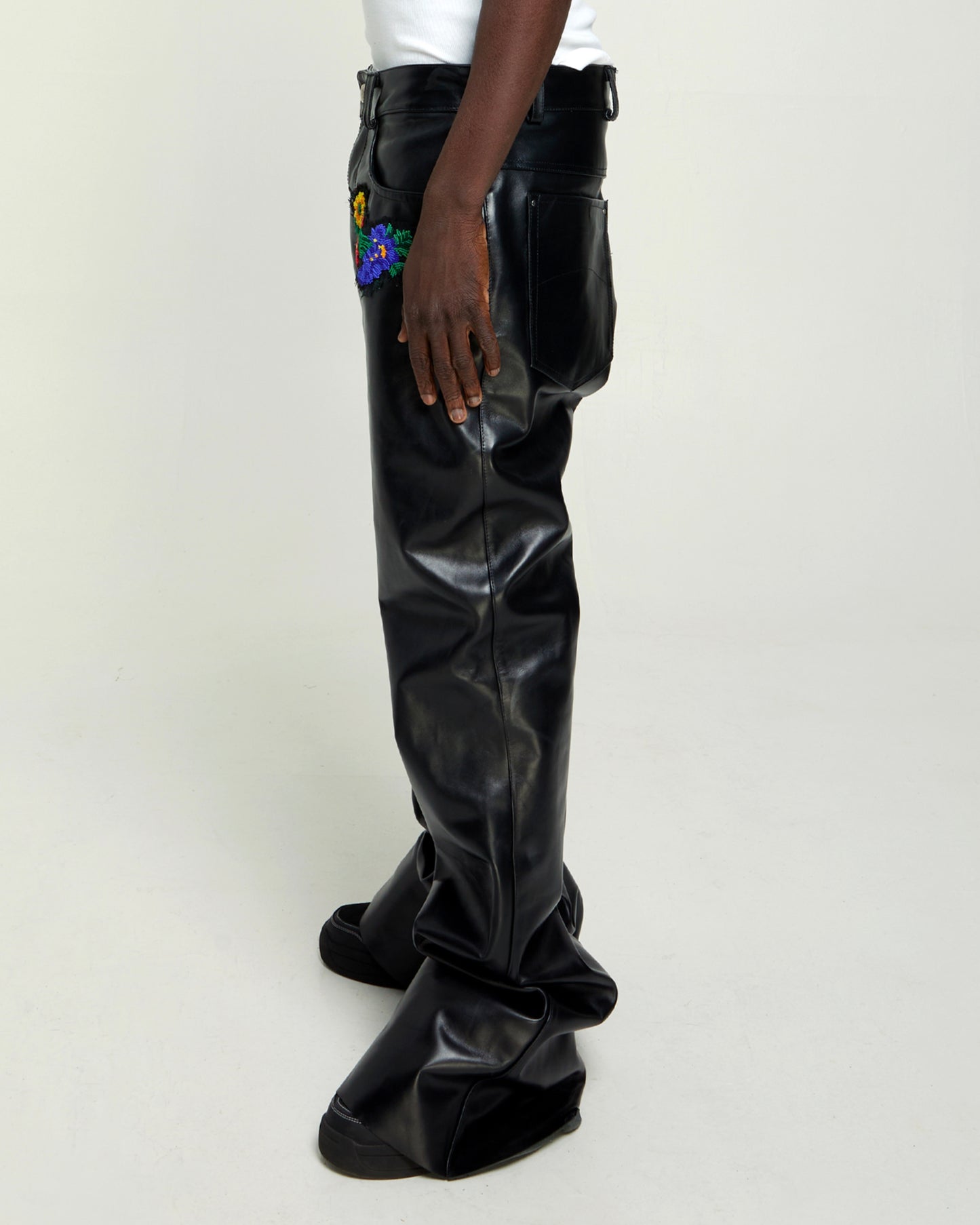 Embroidered Leather Pants