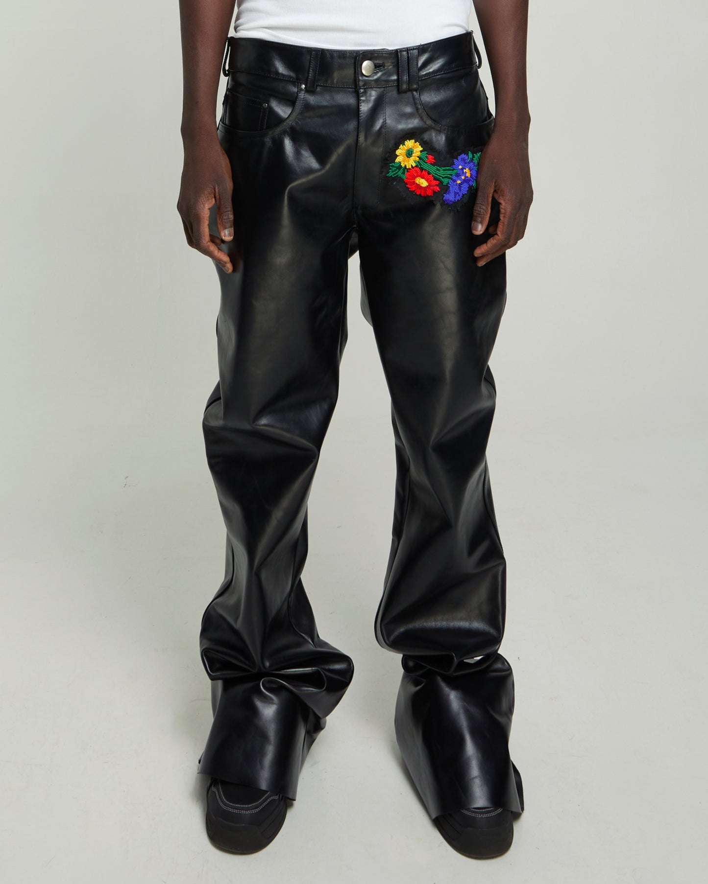Embroidered Leather Pants