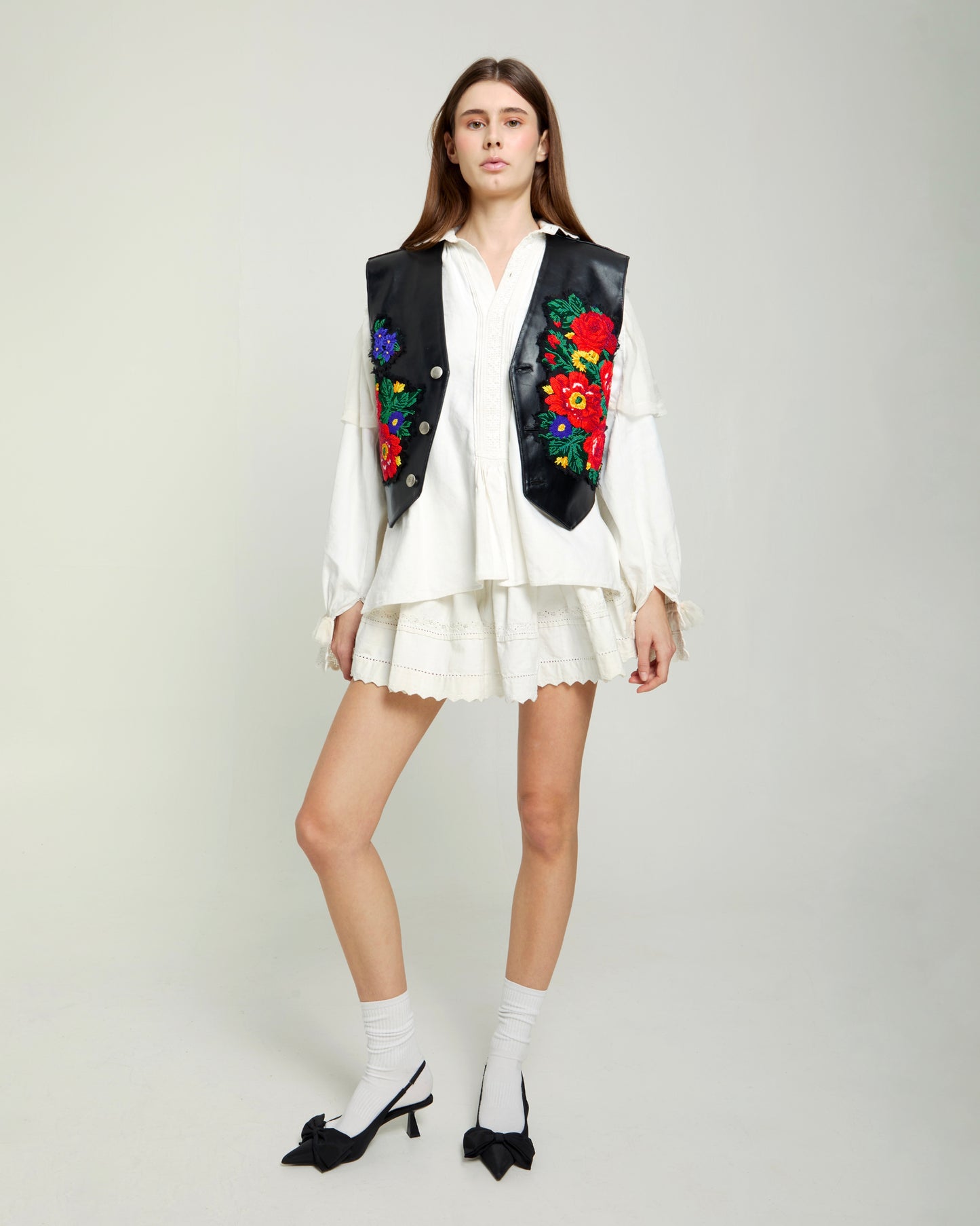 Embroidered Leather Vest