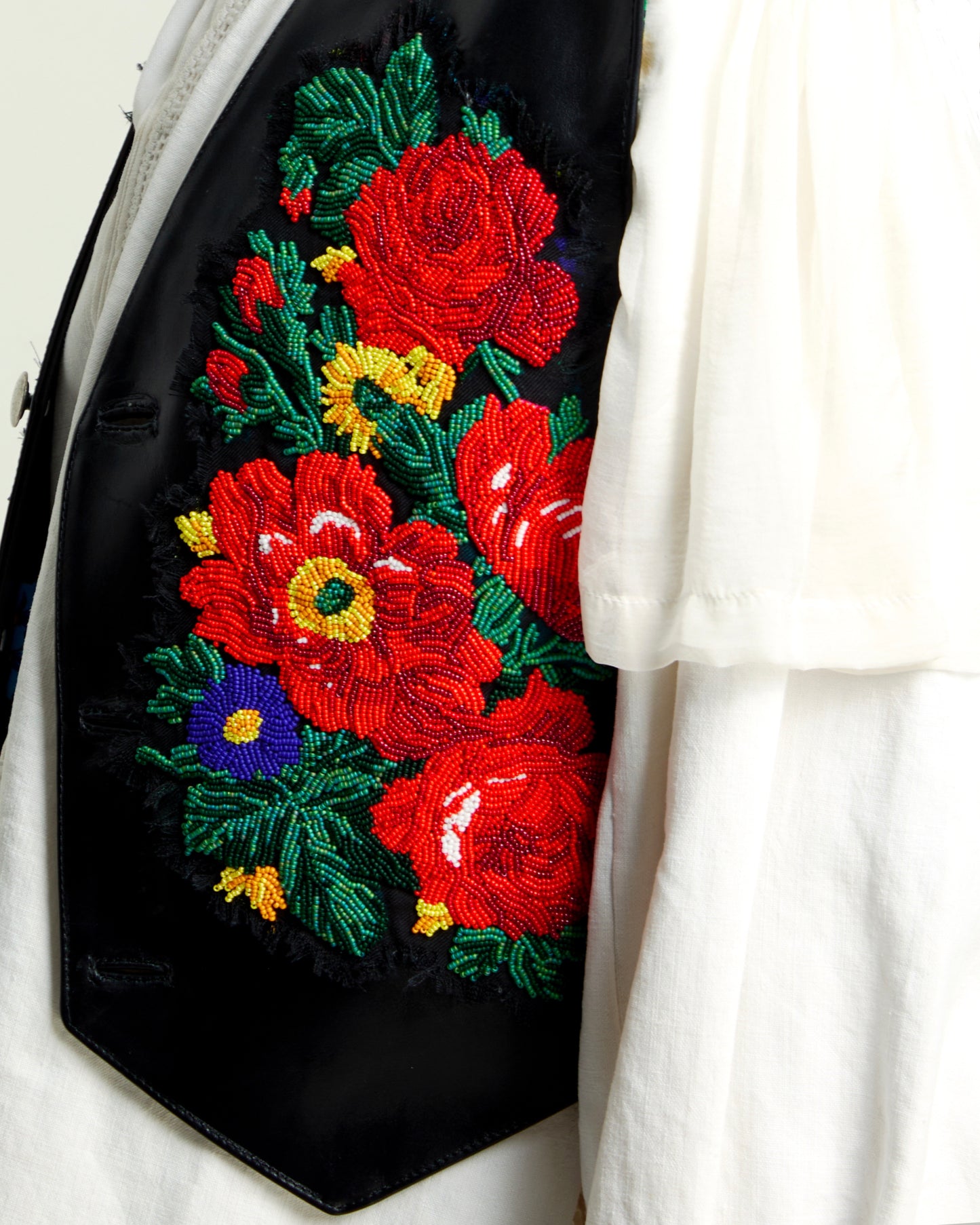 Embroidered Leather Vest