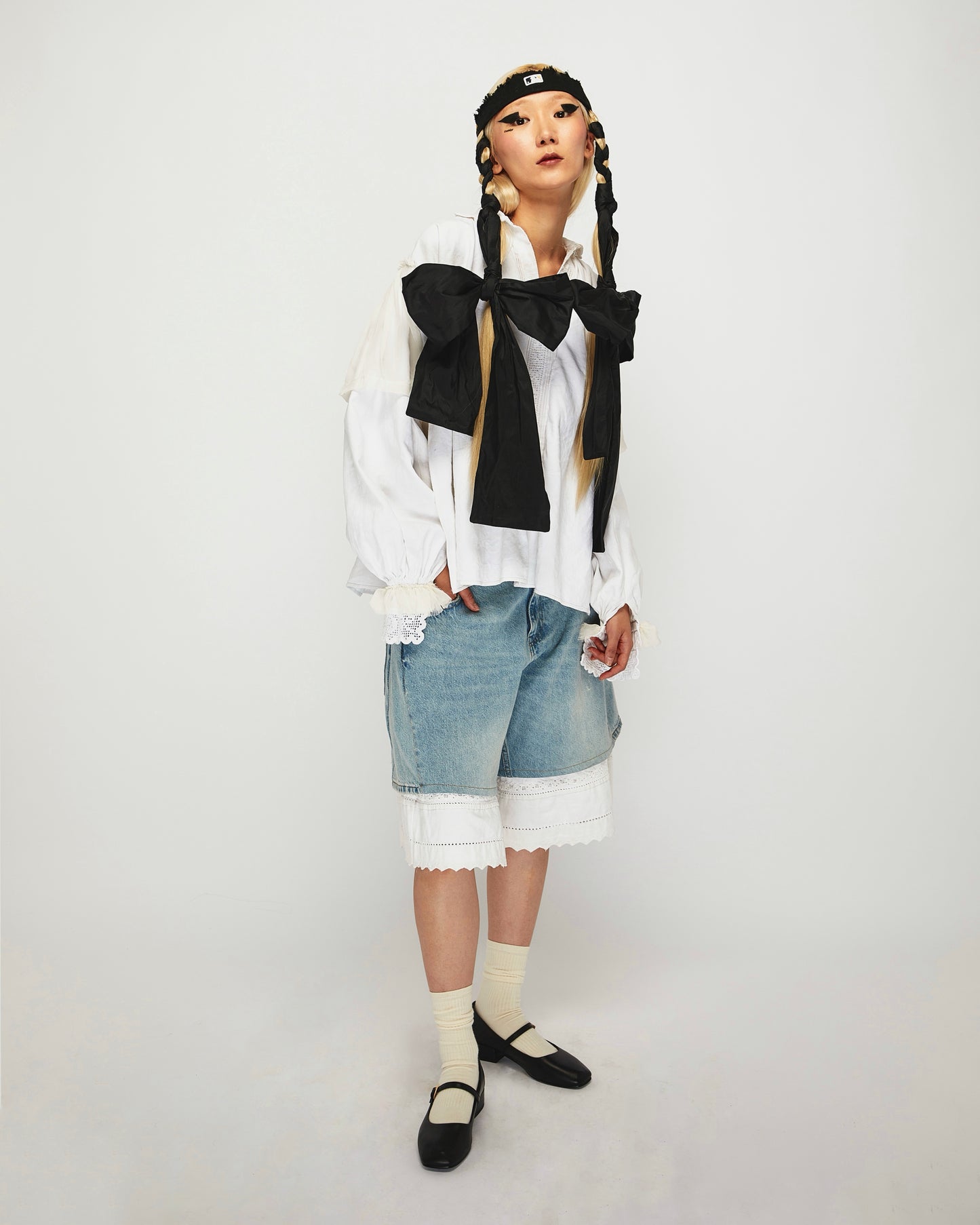 Denim Shorts with White Detail